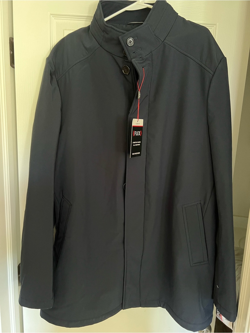 Van Heusen Tedford Navy Blue Overcoat with High Collar